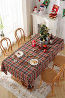 Mantel de Mesa de Cuadros de Navidad Tejido de Poliéster y Algodón en Rojo y Verde para Hogar y Fiestas - details 2