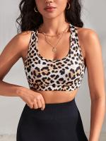 Sujetador Deportivo De Alta Elasticidad Con Estampado De Leopardo, Camiseta Sin Mangas Corta Para Correr, Fitness, Yoga, Ropa - details 0
