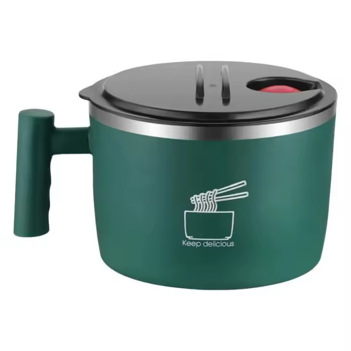 Cuenco de Ramen de Maple inoxidable, Cuenco de Ramen rápidamente de 1200ML, Cuenco de gran capacidad Seguro de Doble Capa para fideos instantáneos, Cuenco de cocina - 1