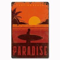 Cartel de fiesta en la playa Vintage, carteles de hojalata, surfear, California, Hawaii, placa de Metal, decoración de pared del hogar, decoración de la habitación - details 9