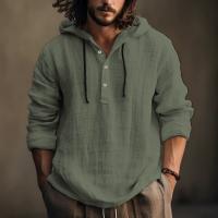 Sudadera con Capucha de Algodón-Lino para Hombres Camisas de Playa Sueltas con Capucha para El Verano Ropa Casual para Primavera y Otoño - details 5