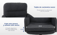 Silla Escritorio, Silla Oficina de Cachemira, Cómoda Silla Tocador con Altura Ajustable, Sillas Ordenador para Hogar y Dormitorio, Crema, Gris Oscuro - details 7