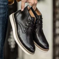 Zapatos de trabajo informales de cuero con tobillo alto Martin American y botas de moto rojas de invierno Oxford para hombre - details 20