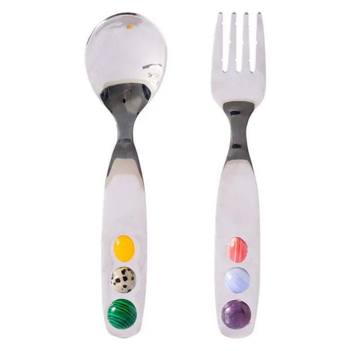 Juego de cucharas y tenedores de postre de acero inoxidable, Mini cuchara de café, tenedor de ensalada, pastel de caramelo, aperitivo de ensalada, cuchara de té - 1