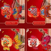 Linterna de Festival del Medio Otoño de pescado hecha a mano, linterna luminosa de loto de mediados de otoño, Kit de Material de linterna DIY de papel de estilo chino - details 10