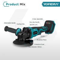 Amoladora angular sin escobillas, herramienta eléctrica de corte para carpintería, 3 engranajes, 125mm - details 0