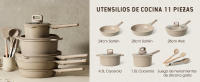 Juego de Sartenes de Cocina Antiadherentes, Batería de Cocina con Tapas, Espátula, Pinzas, Libre de PFOA-11Piezas - details 9