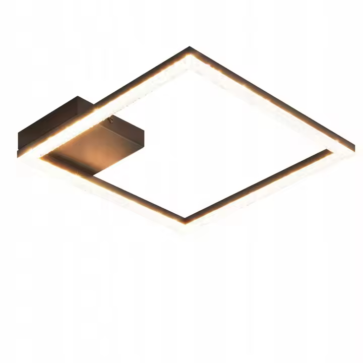 CBJKTX Luz de techo LED de 12 W, lámpara de cristal blanco cálido, lámpara de metal cuadrada moderna negra clara de 3000 K para sala de estar y dormitorio - 1