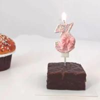 Vela Digital con purpurina rosa para decoración de tartas, adorno de pastel de cumpleaños, fiesta de aniversario, número 3D - details 5