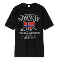 Camiseta de Verano Norway Estampado de Montaña de Fiordo Cuello Redondo de Algodón Talla Grande - details 8