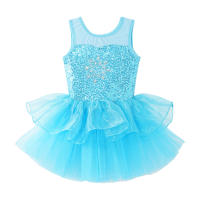 Vestido de baile de Ballet para niñas, sin mangas, lentejuelas brillantes, leotardo de malla, tutú, Ropa de baile, gimnasia, patinaje, disfraz de escenario actuación - details 3