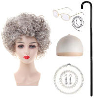 Peluca, pelo corto rizado abuela, conjunto de Peluca de mediana edad y ancianos - details 8