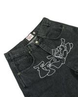 Pantalones Cortos Hip Hop para Hombres Y2K Haruku Jeans Sueltos de Cintura Alta, Bordados, Estilo Retro, Negro, Gimnasio, Punk Rock - details 2