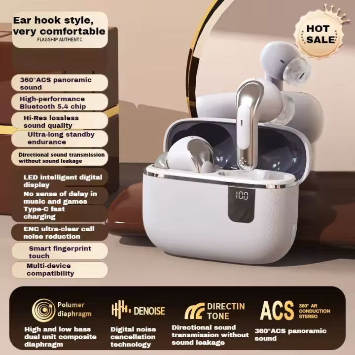 Auriculares inalámdricos con Bluetooth, con Reducción de Ruido ENC, Estéreo HiFi para iPhone, iOS y Android - 1