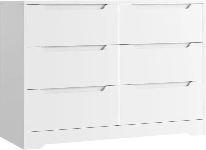 Cómoda con 6 cajones, cómoda para dormitorio, aparador de muebles con cajones, mueble auxiliar de almacenamiento para dormitorio, pasillo, salón, madera - 1