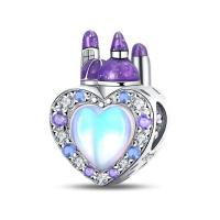 Pulsera de plata de dos tonos con colgante triple celestial de cuentas en forma de corazón para la fabricación de joyas - details 53