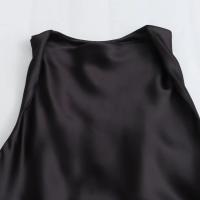Vestido largo plisado sin mangas para mujer, prenda de seda con textura satinada, cuello redondo, elegante y a la moda - details 40