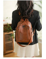 Mochila De Cuero pu para mujer, bolso de hombro femenino, mochila de viaje vintage, mochila de trabajo informal, regalo - details 17