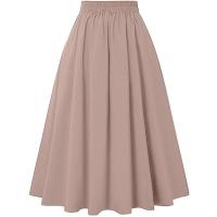 Falda Larga Solida de Cintura Alta Vintage Moda de Primavera-Verano 2024 - details 2