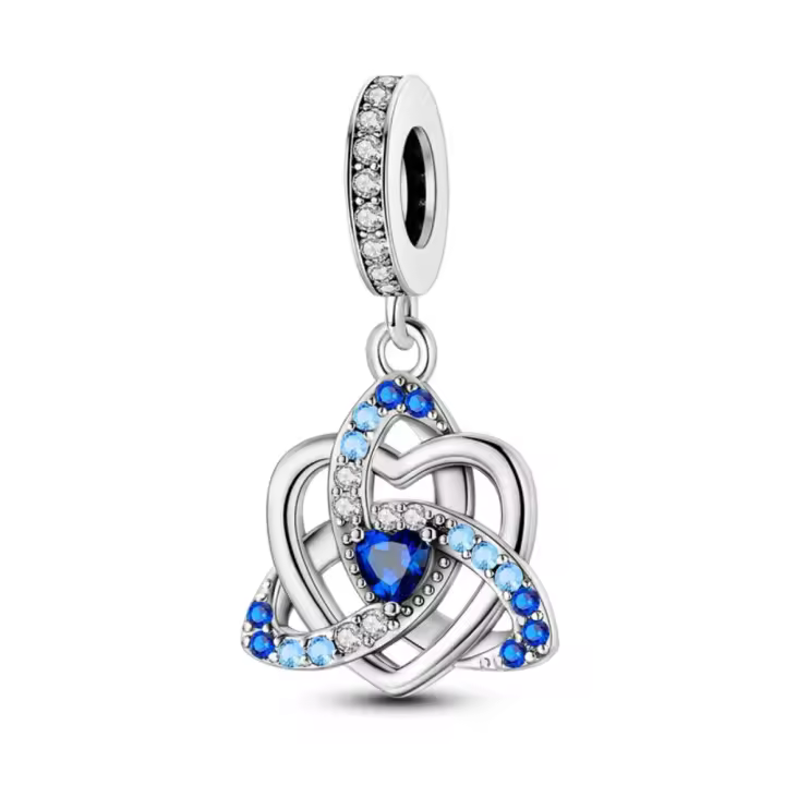 Colgante de Pulsera de Plata Esterlina 925 Joya de Piedra Blanca Diseño de Corazón Tricolor - 1