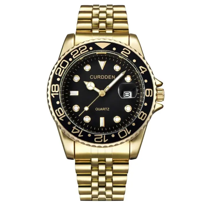 Reloj de Pulsera de Cuarzo de Fecha Sencilla de Marca Curden Banda de Acero Inoxidable - 1