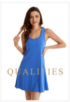 Nuevo estilo de camisón europeo y americano para comercio exterior transfronterizo, camisón de algodón con tirantes elásticos de talla grande, vestido sin mangas para mujer, se puede usar como ropa de casa - details 1
