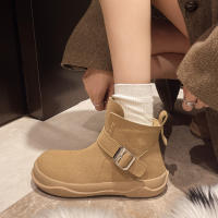 Nuevas botas planas casuales retro con hebilla de cinturón - details 15