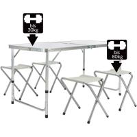 Casaria Aluminio Plegable XXL 4 taburetes Plegables función Maleta Camping Transporte fácil Gris/Blanco jardín - details 16