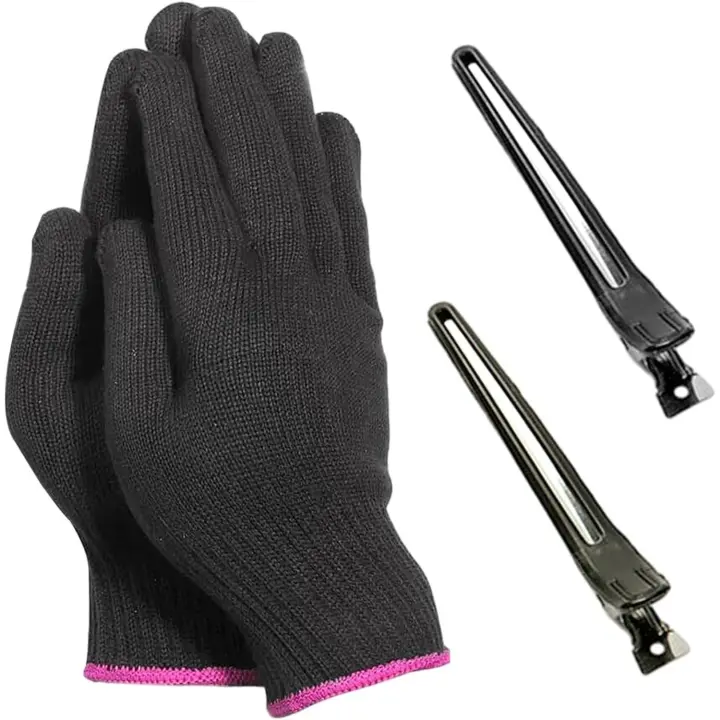 1 Par De Guantes Resistentes Al Calor Con 2 Pinzas Para El Cabello, Guantes Resistentes Al Calor, Guantes Para Planchar - 1