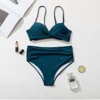 Bikini de Cintura Alta para Mujeres 2025 Conjunto de Baño de Color Sólido Sexy con Halter - details 16