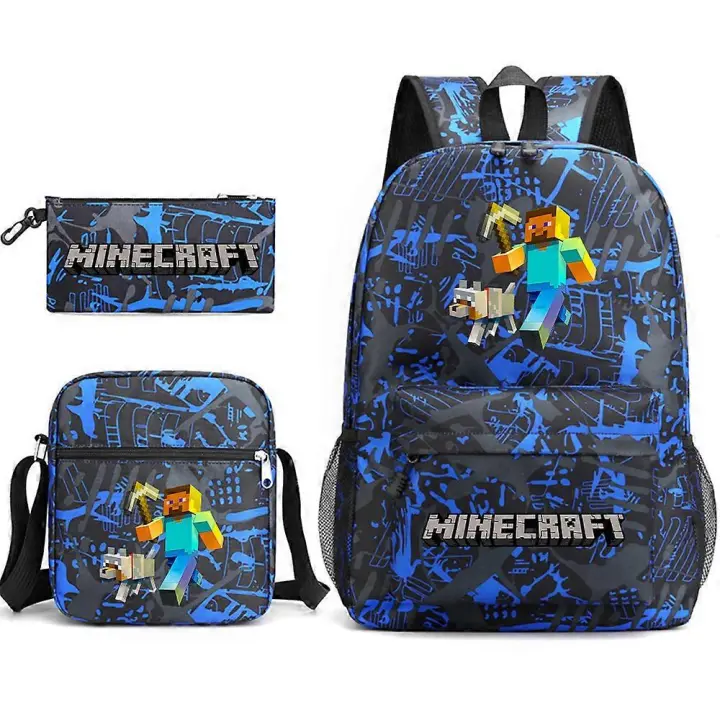Minecraft My World Schoolbag Game Peripheral Student Mochila escolar de tres piezas impresa de gran capacidad para hombres y mujeres Patrón ~ 4 - 1
