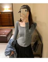 Camiseta ajustada de algodón para mujer, Top corto de manga larga, camiseta Sexy blanca Y2k para primavera y otoño - details 38