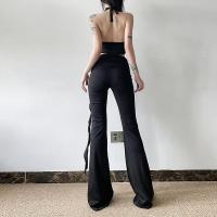 Elegante cinta negra rosa para mujer, recién llegado, pantalones acampanados con cinturilla para mujer - details 3