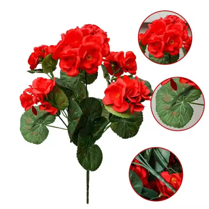 Nuevo 35CM flor de Begonia plantas artificiales seda DIY arreglo Floral para el hogar decoración de mesa de flores artificiales - 1