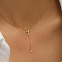 Collar de borla larga en forma de Y, cadena de hueso con cierre de estrella octogonal - details 2