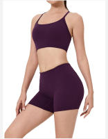 Sostén deportivo de yoga con almohadillas para el pecho, espalda hermosa, shorts de tres cuartos, levantamiento de cadera de cintura alta, conjunto de fitness pilates para mujeres - details 10