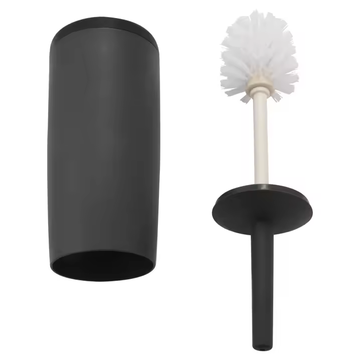 Cepillos y soportes para inodoro, escobilla con soporte negro para baños, diseño moderno, con tapa, Longe - 1