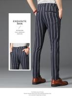 Pantalones Casuales a Rayas para Hombres Cómodos Negros, Khaki, Vino Rojo - details 8