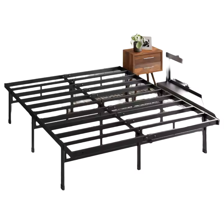Justin Cama 135 x 190 cm - 36 cm de Altura con Almacenamiento Debajo de la Cama - Cama de Plataforma de Metal – Negro - 1