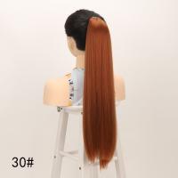 Extensiones de cola de caballo sintéticas esponjosas, suaves con banda elástica, postizo largo Yaki liso, bricolaje, colas de caballo postizas de 24 pulgadas, uso diario - details 9