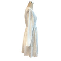 Mini vestido de vacaciones con encaje de color sólido para mujer elegante con vestido de sol festoneado - details 2