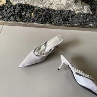 Diamante de imitación francés con zapatillas geniales tacón grueso cabeza puntiaguda bolsa cabeza media zapatillas tacones altos - details 14