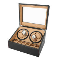 Bobinadora de reloj automática de lujo, caja de exhibición de cuero, almacenamiento 4 + 6, rotación automática, 2 motores - details 3