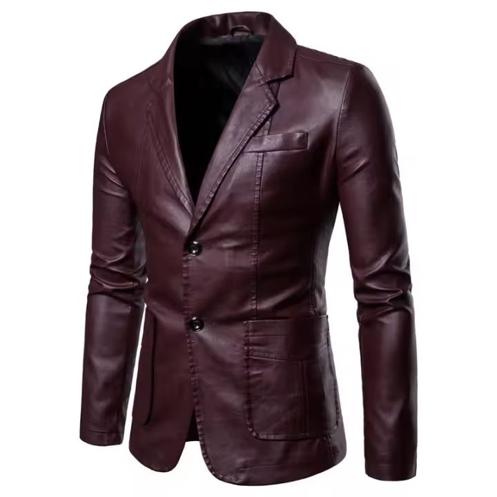 Chaqueta clásica de cuero para hombre, abrigo deportivo informal de piel de cordero - 1