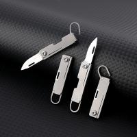 Colgante de llavero con mini cuchillo de aleación de titanio, unboxing portátil, mini cuchillo plegable afilado - details 0