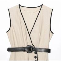 Elegante Vestido Midi de Moda Y2K con Cinturón Vestido Sin Mangas para Mujer - details 2
