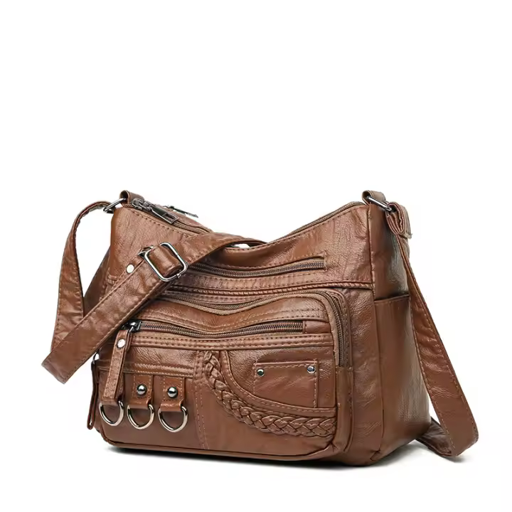 BINGMEI nueva moda bolso de mensajero tejido de gran espacio versión coreana atmósfera simple cuero suave multicompartimento alto sentido - 1