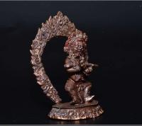 Estatua de Mahagala de dos armados, adorno de práctica de estatua de Buda de cobre puro tántrico tibetano hecho a mano de Nepal, tamaño pequeño - details 5