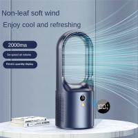 Ventilador eléctrico Turbo sin aspas para escritorio doméstico, miniventilador de refrigeración de aire portátil silencioso recargable por USB, viento de 6 velocidades, 2000MAh A - details 1