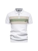 POLO de negocios de punto a rayas para hombre, camisetas casuales de manga corta de alta calidad, camisetas cruzadas - details 3